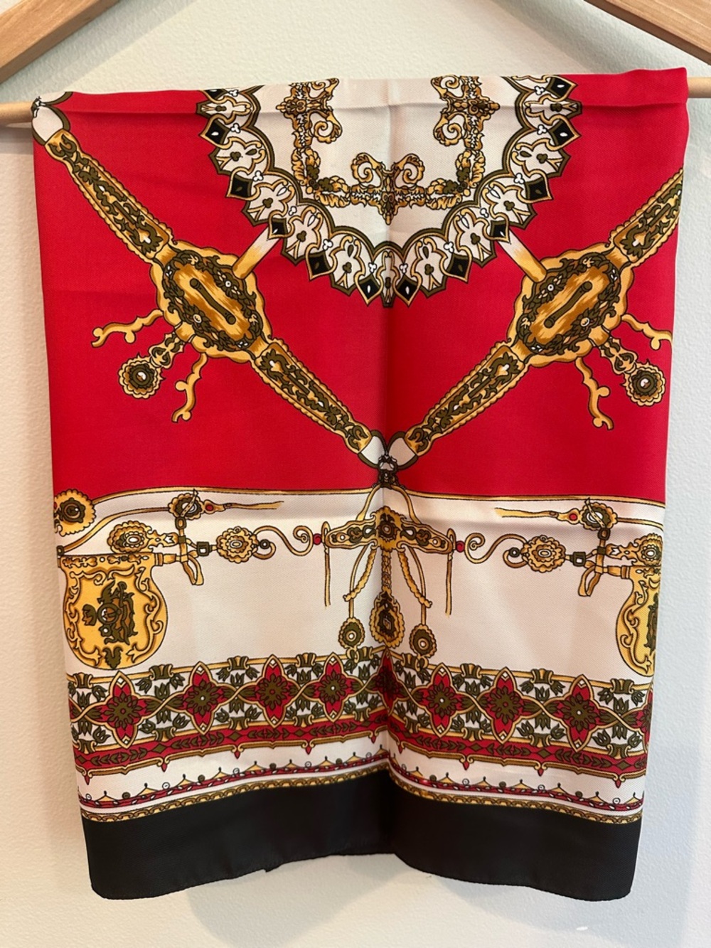 Vintage Patricia Paris Twill Scarf 90s Equestrian Square EUC